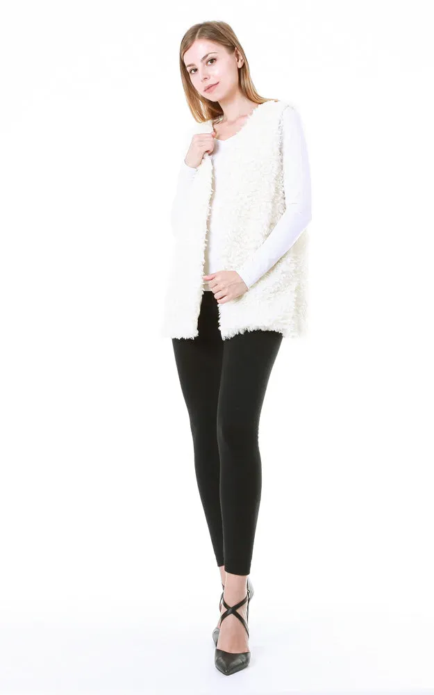 EAV9164 Ivory Faux Fur Shearing Vest