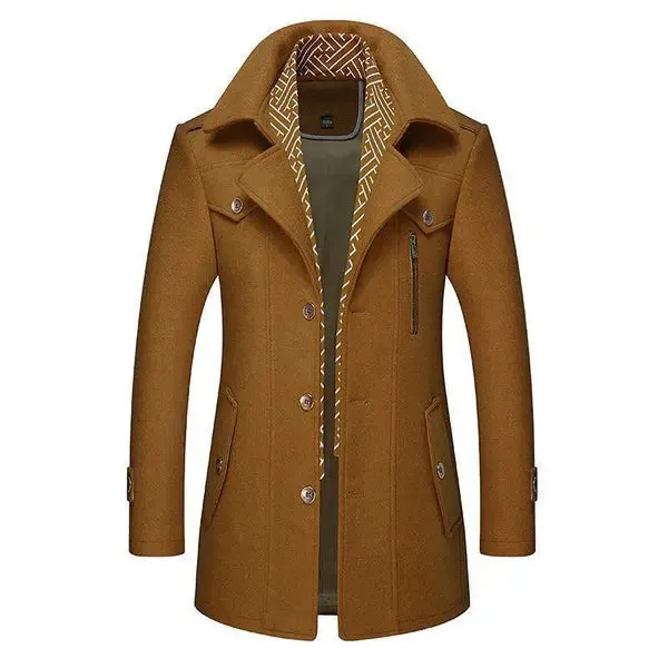 Erik - Stylish Versatile Winter Overcoat with Detachable Zip Collar