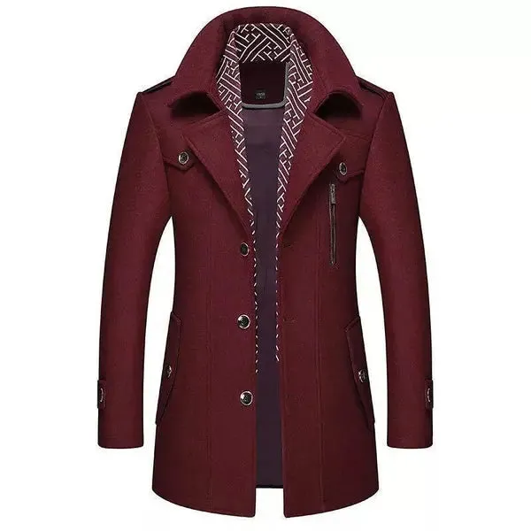 Erik - Stylish Versatile Winter Overcoat with Detachable Zip Collar