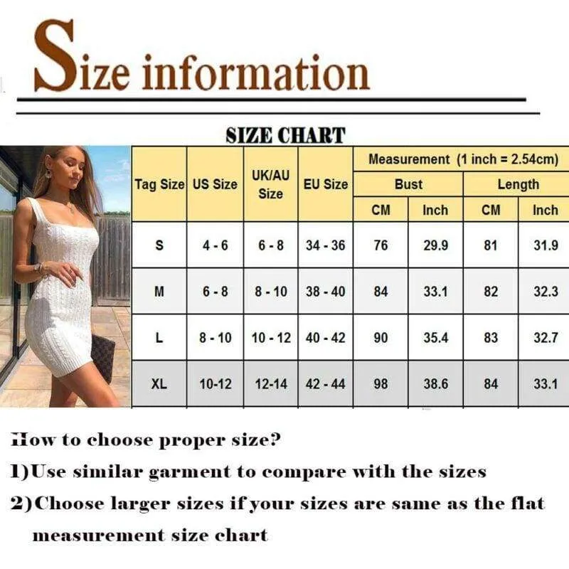 FashionSierra - Fashion Women Summer Knitted Sweater Bodycon Square Neck Sexy Ladies Strappy Sleeveless Slim Fit Party Dress