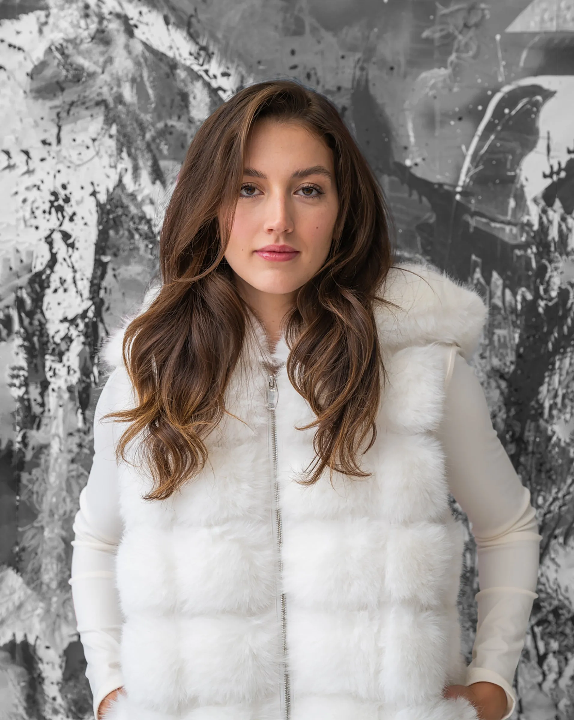 Faux Fur & Faux Leather Hooded Vest