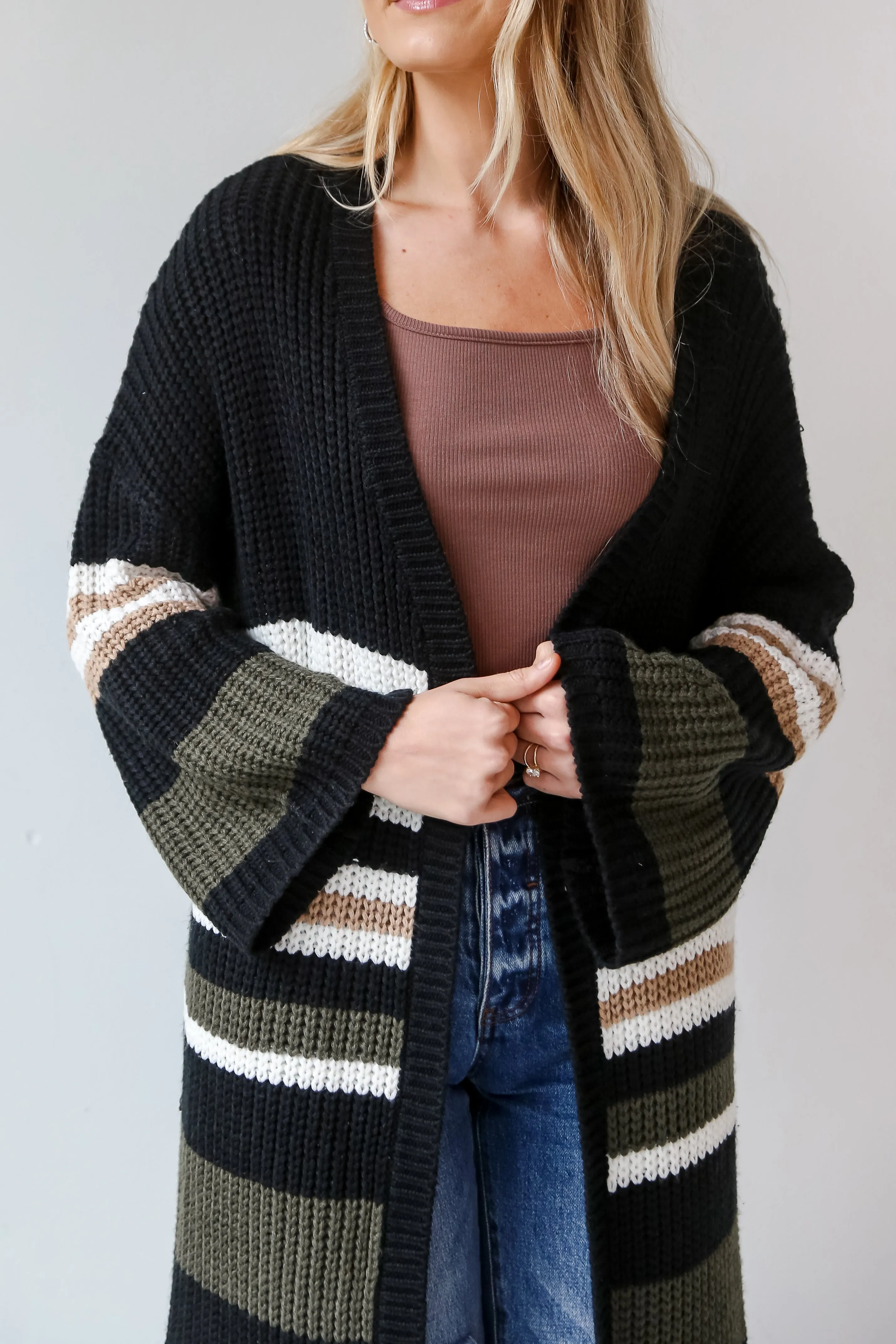 FINAL SALE - Means Everything To Me Black Striped Longline Cardigan