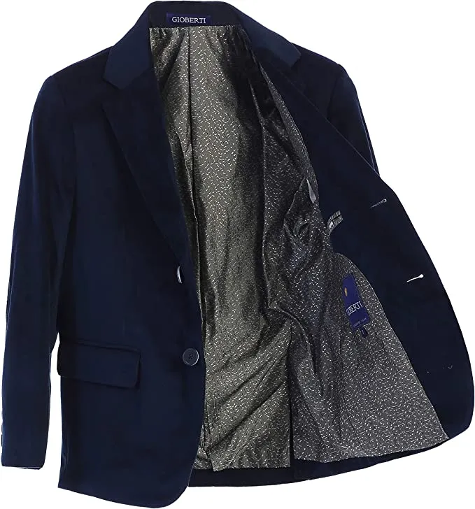 Formal Velvet Blazer Toddler's Kids Boys -Navy