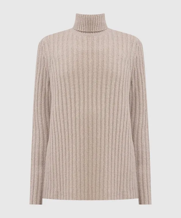 Gabriela Hearst Holden Ribbed Cashmere Bouclé Turtleneck Sweater