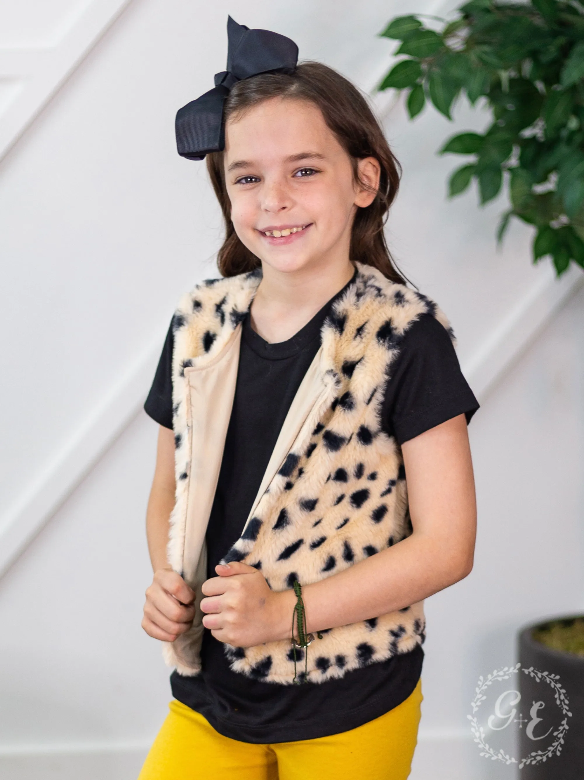 Girls My Wild Side Faux Fur Vest, Cheetah