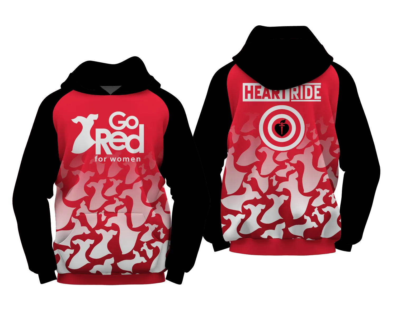 Go Red for Women Heart Ride 2023 HOODIE BLACK & RED