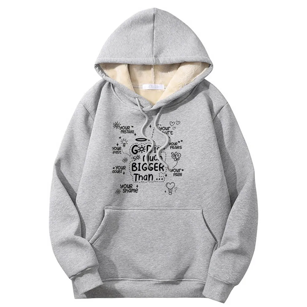 God Is Much Bigger Than Crew Collar Fleece Sherpa Hoodie