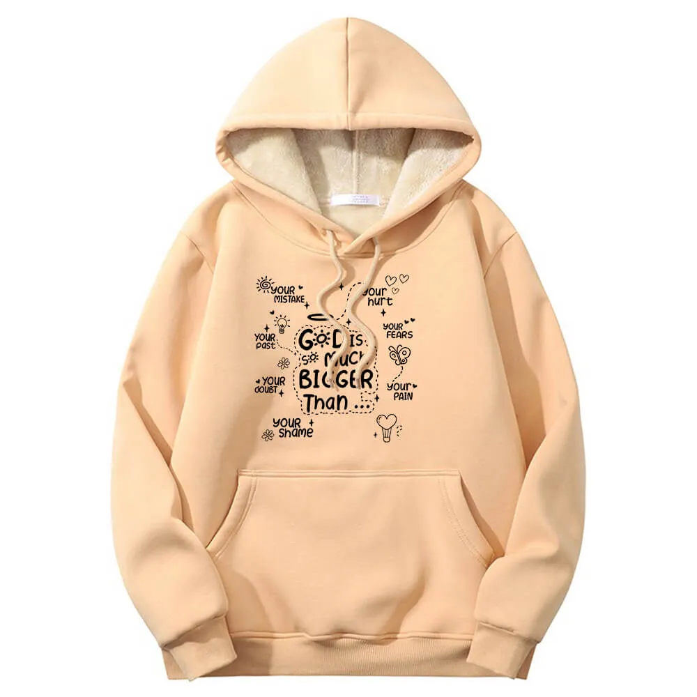 God Is Much Bigger Than Crew Collar Fleece Sherpa Hoodie