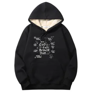 God Is Much Bigger Than Crew Collar Fleece Sherpa Hoodie