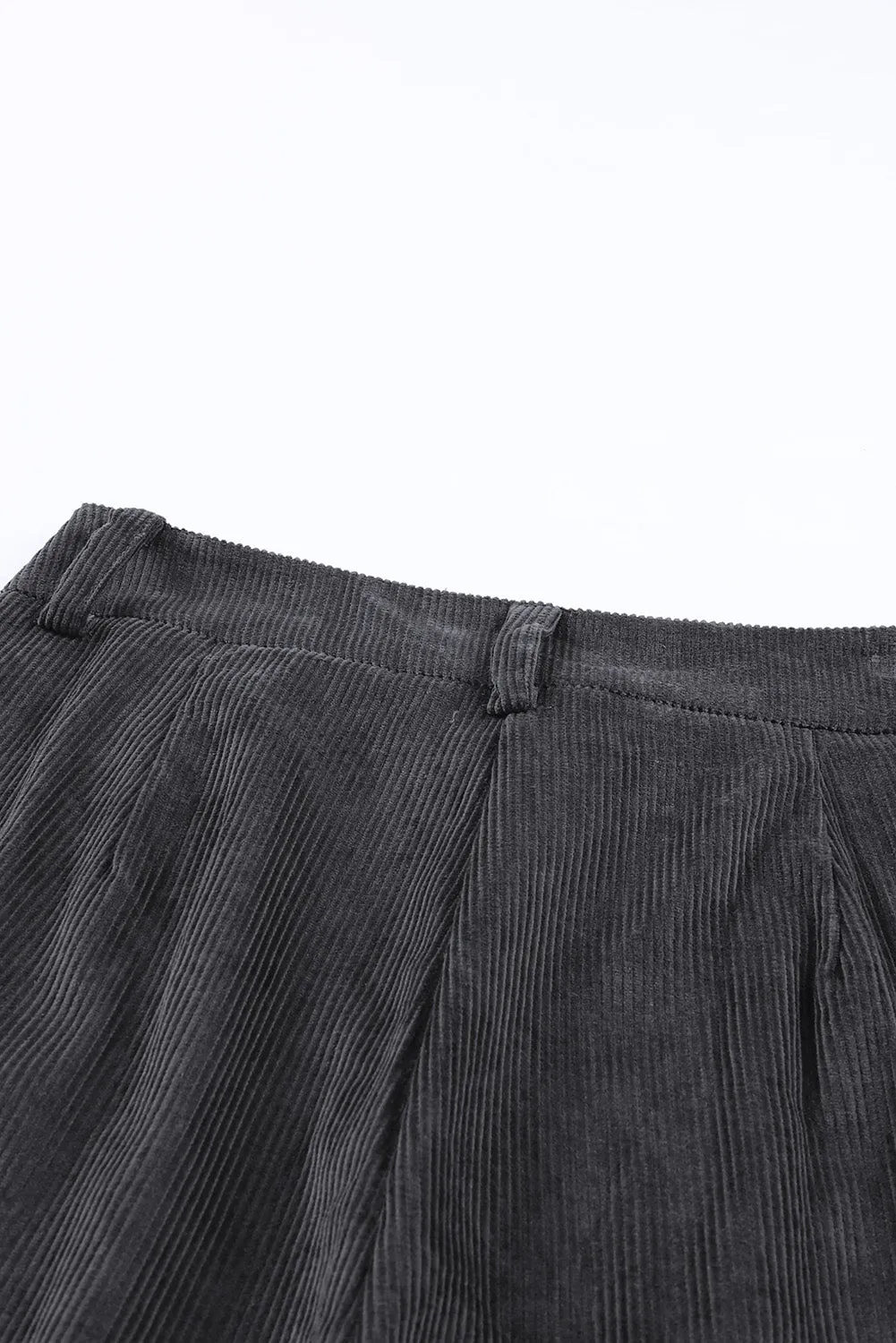 Grey Corduroy High Waisted Wide Leg Pants