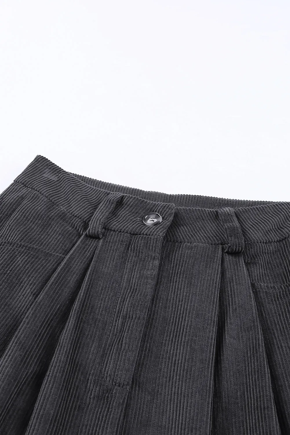 Grey Corduroy High Waisted Wide Leg Pants