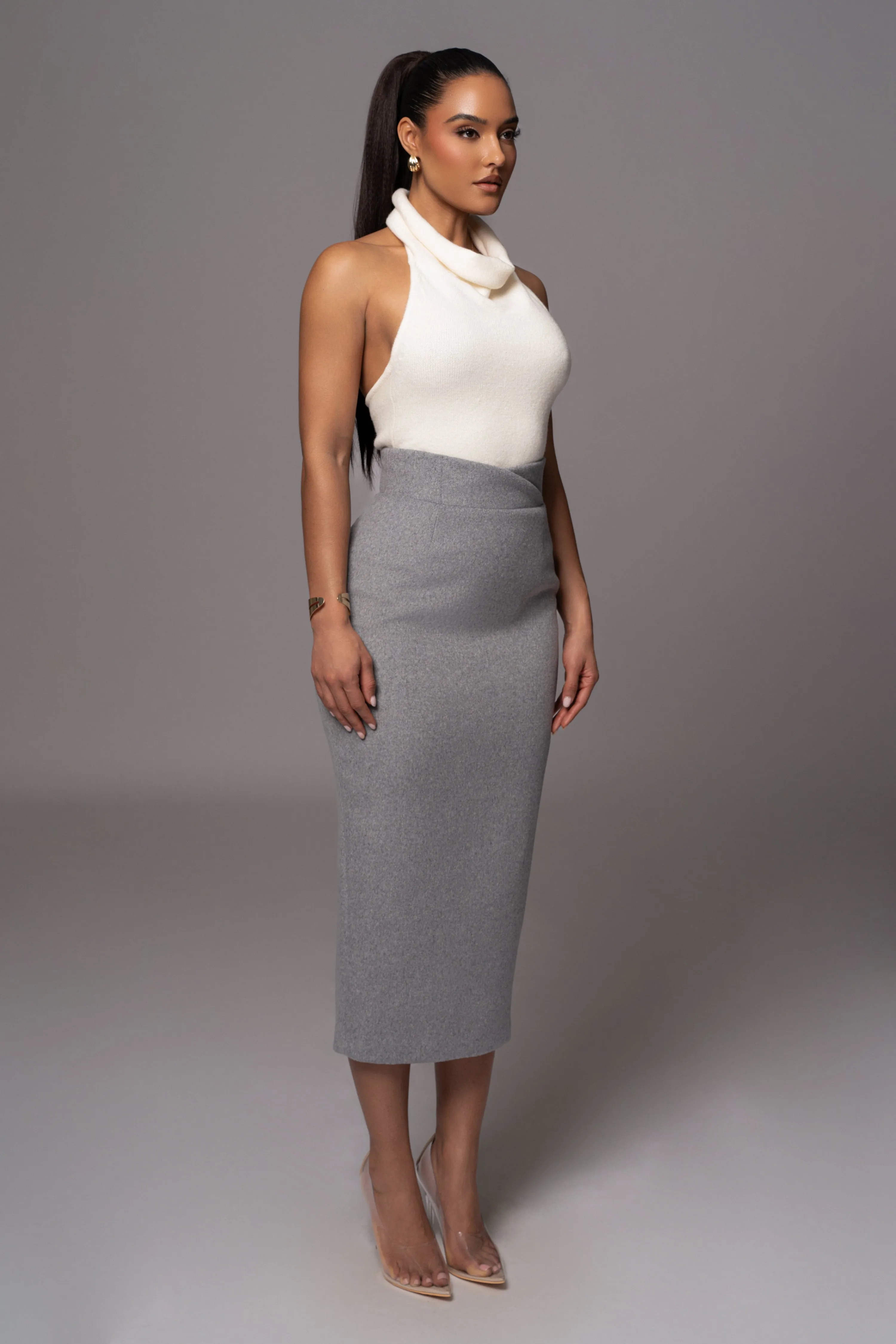 Grey Nostalgia High Waist Skirt