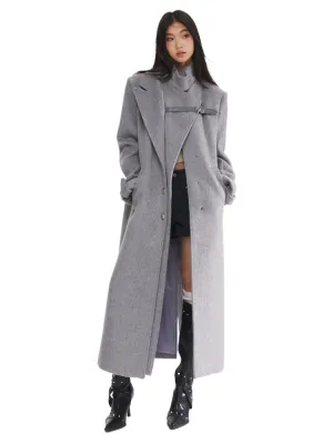 Grey Wool Blend Overcoat