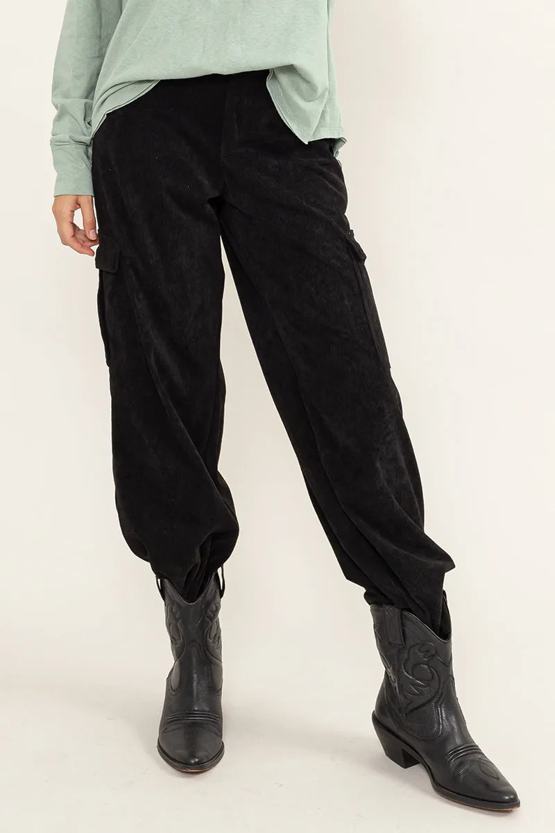 HF23F455-CORDUROY WIDE LEG CARGO PANTS