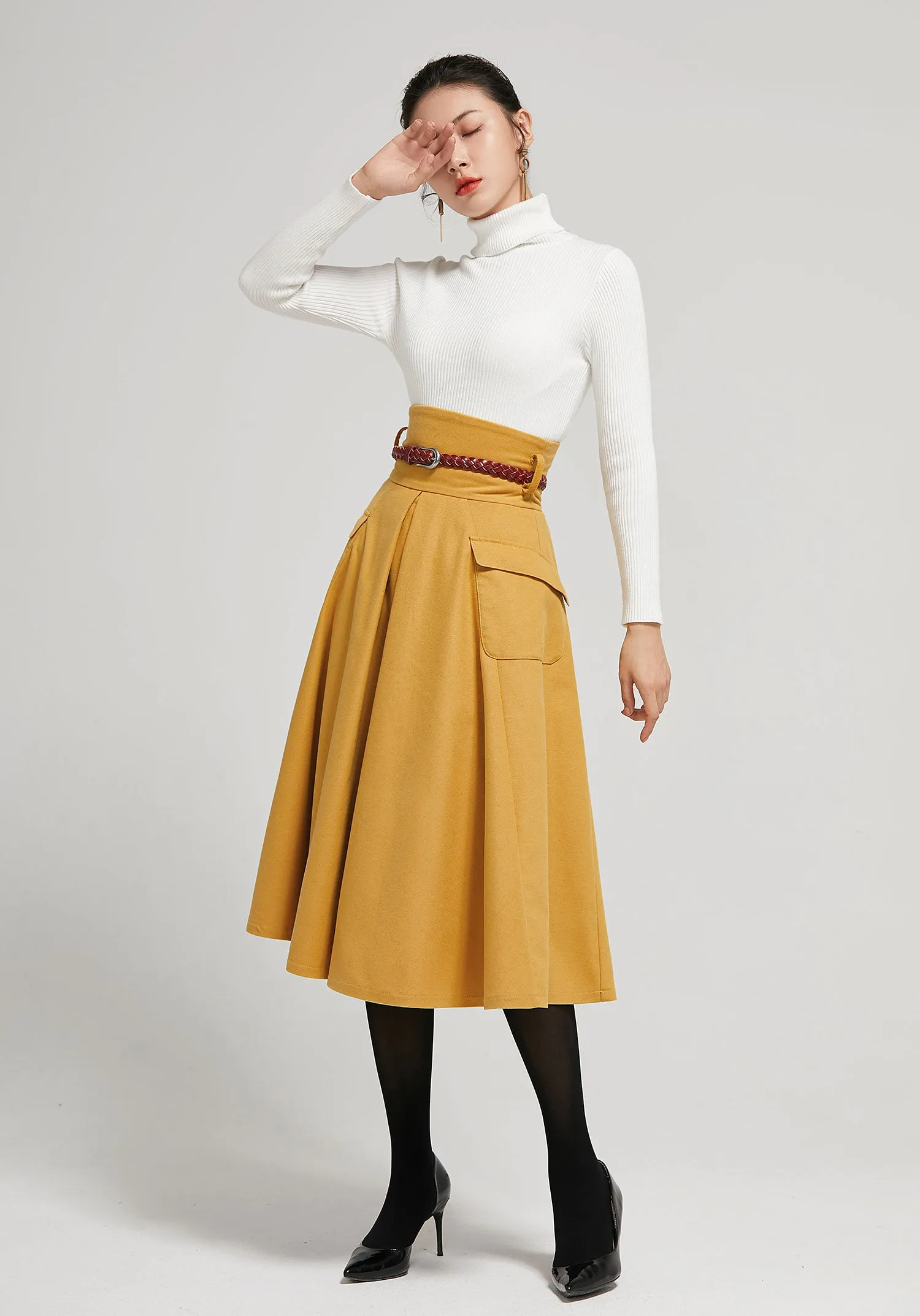 High waist A line skirt for winter 2302#