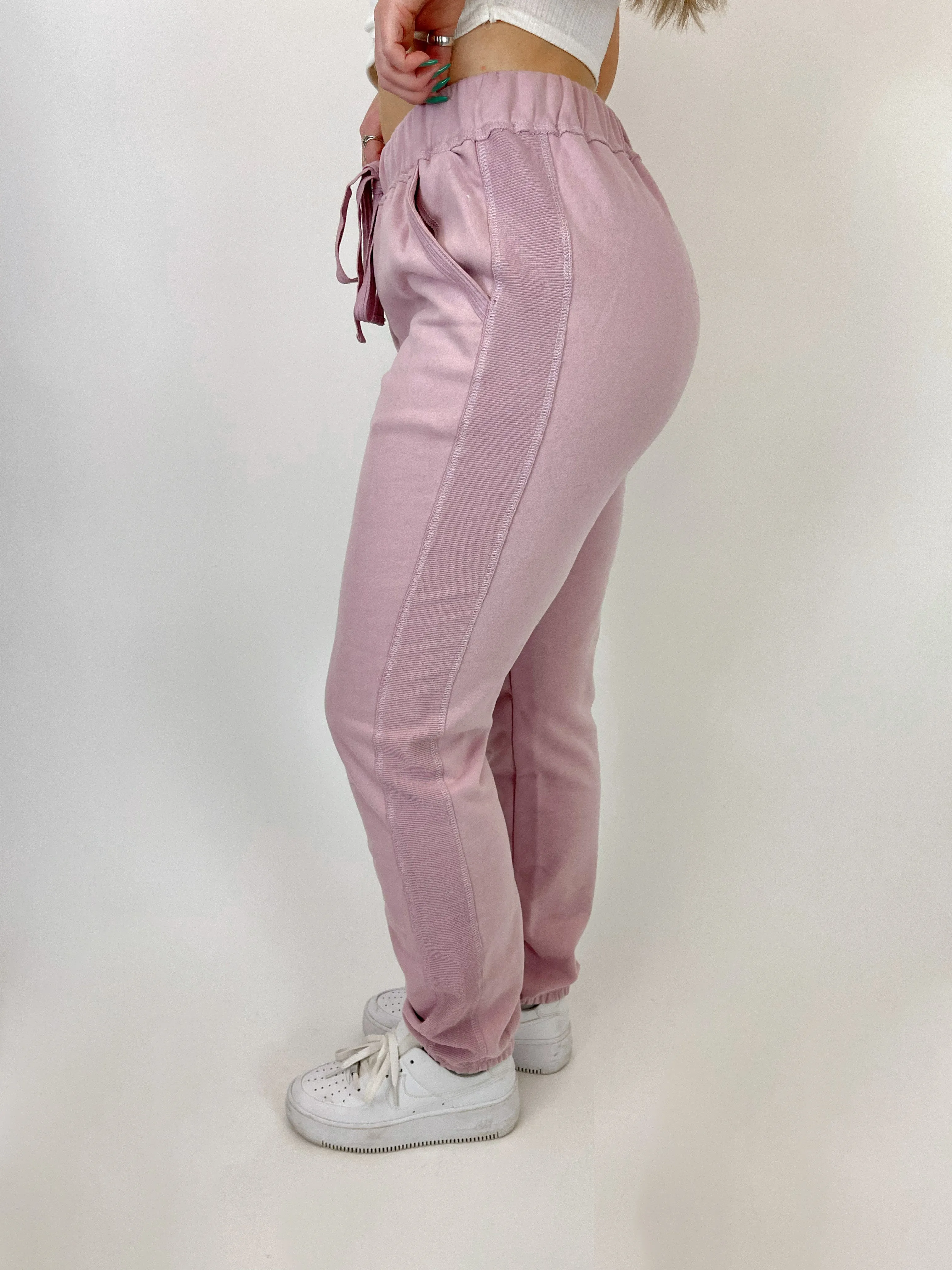 In For The Weekend Fleece Lined Joggers (Blush)