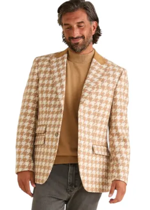 Inserch Khaki Men's Sigle Breast Houndstooth Blazer Style No: BL264