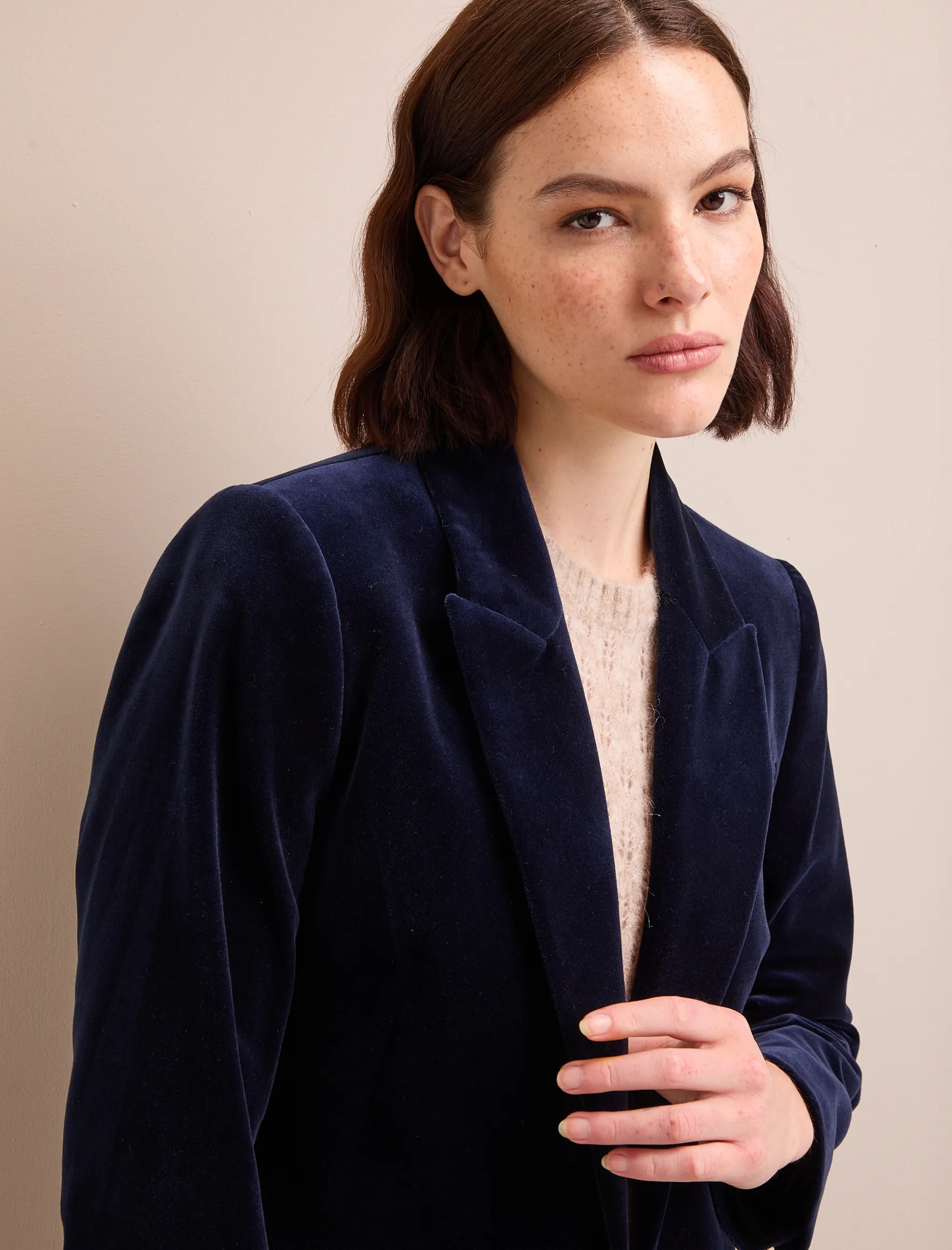 Jamie Velvet Blazer - Navy