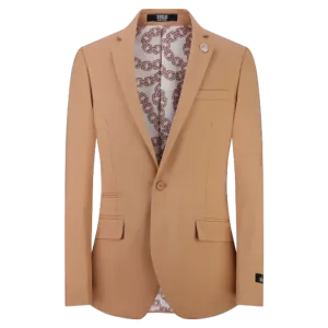 Khaki Men's Blazer Jacket Stretch Fabric Notch Lapel Slim-Fit Style-S1601