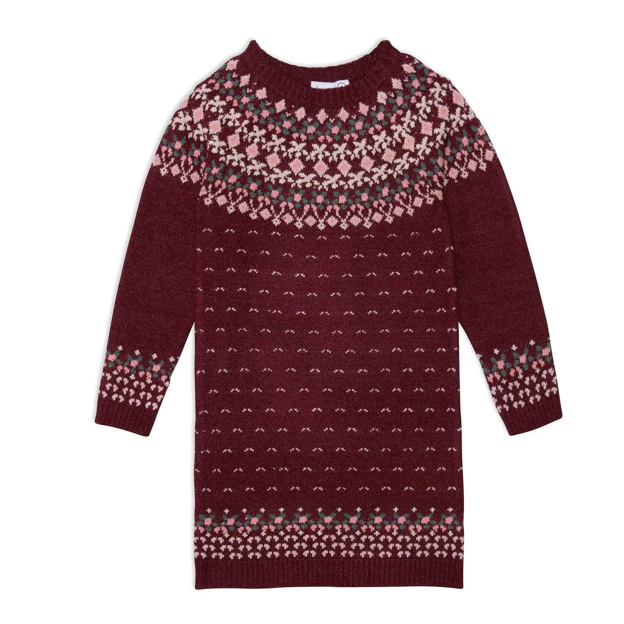 Knitted Long Sleeve Dress Burgundy And Pink | DEUX PAR DEUX