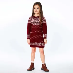 Knitted Long Sleeve Dress Burgundy And Pink | DEUX PAR DEUX