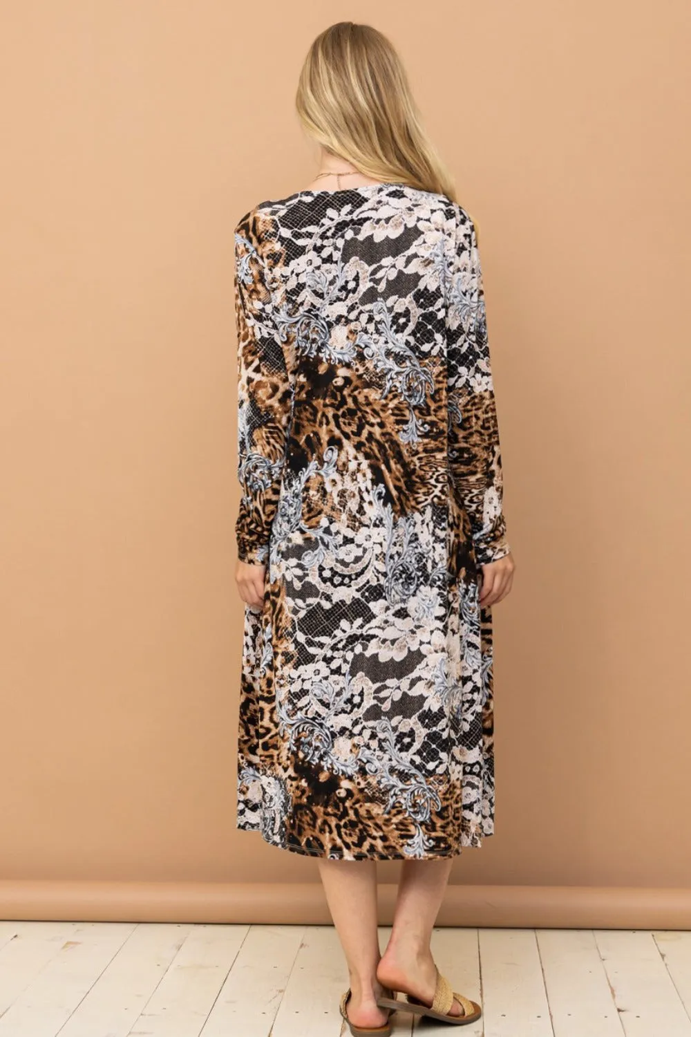 Leopard Kimono Open Front Longline Cardigan