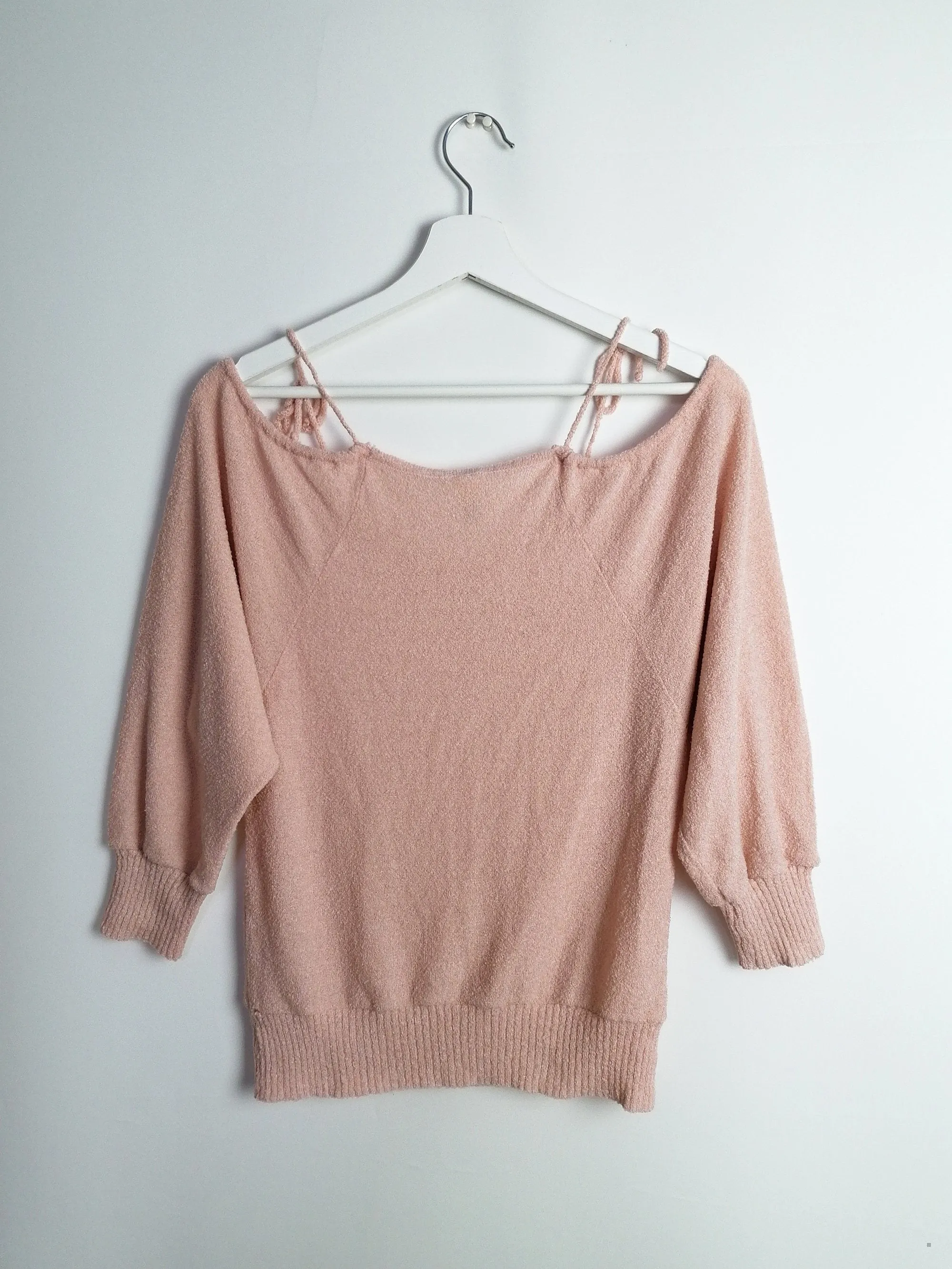 Light Pink Terrycloth Fluffy Knit Top