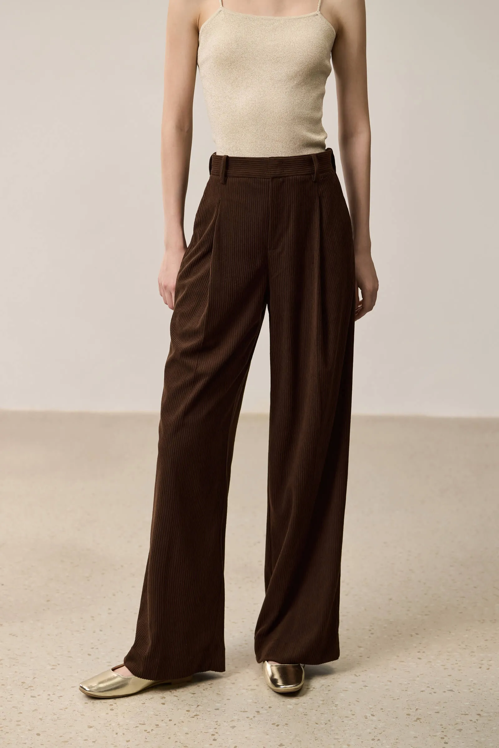 LILY Melange High-Waist Wide-Leg Pants