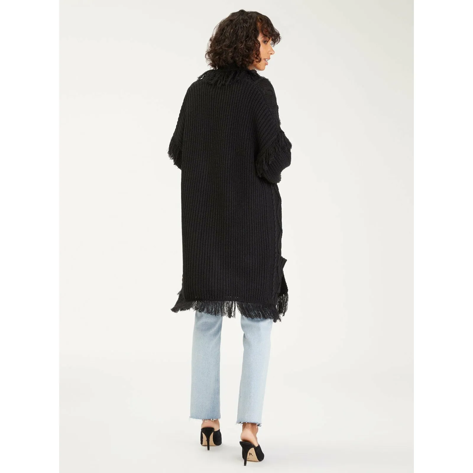 Make Sway Fringe Cardi Black