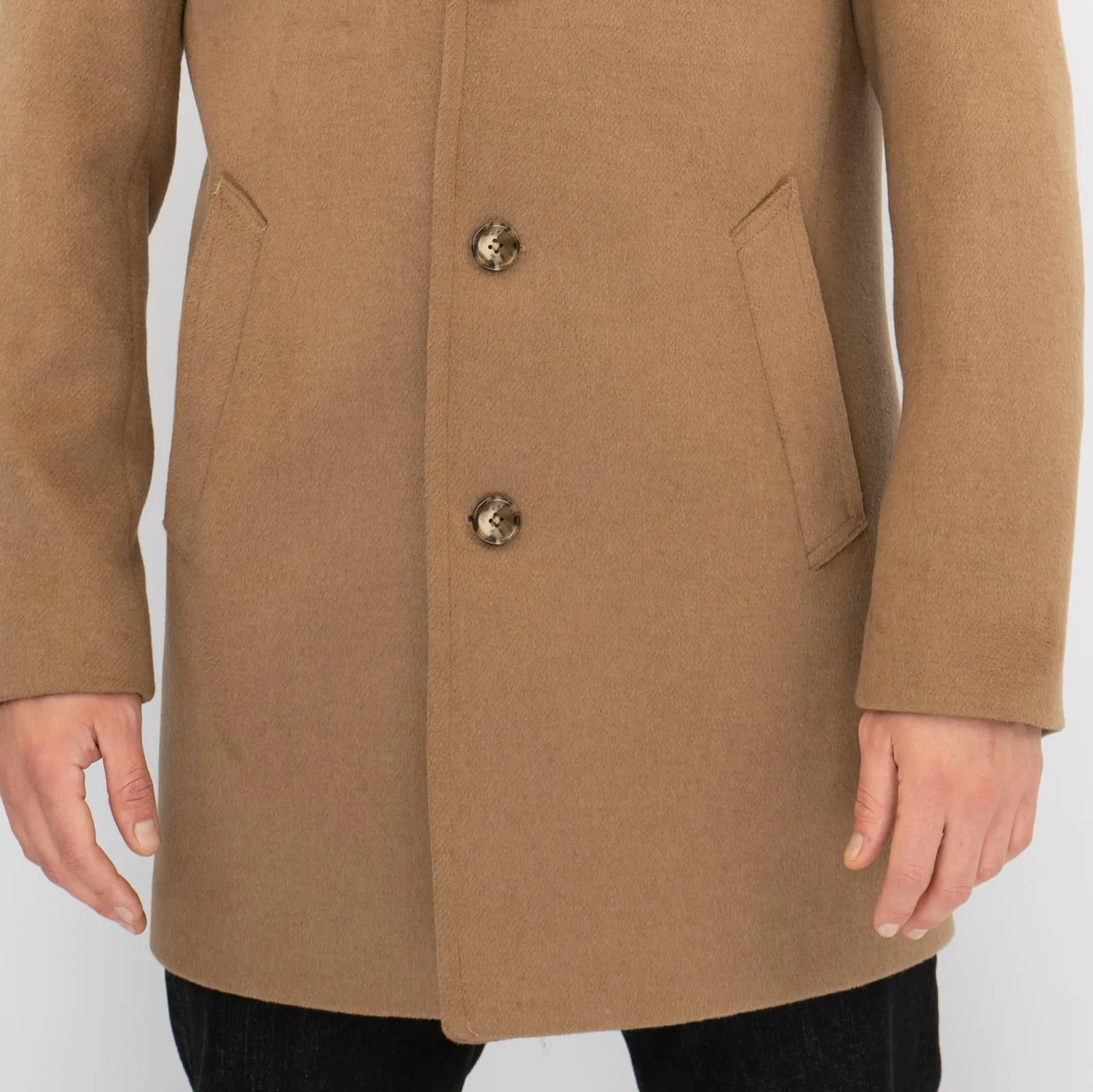 M&S Mens Wool Blend Revere Overcoat Brown