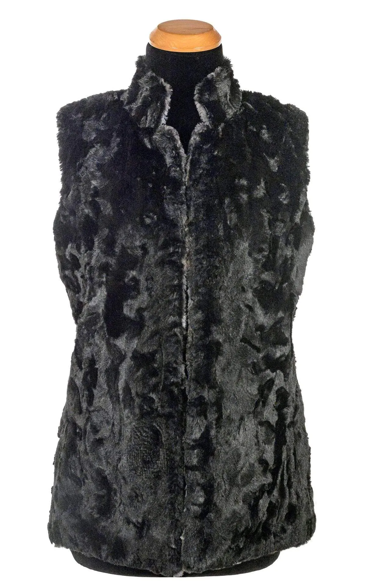 Mandarin Vest Short, Reversible less pockets - Luxury Faux Fur in Highland in Skye with Cuddly Fur