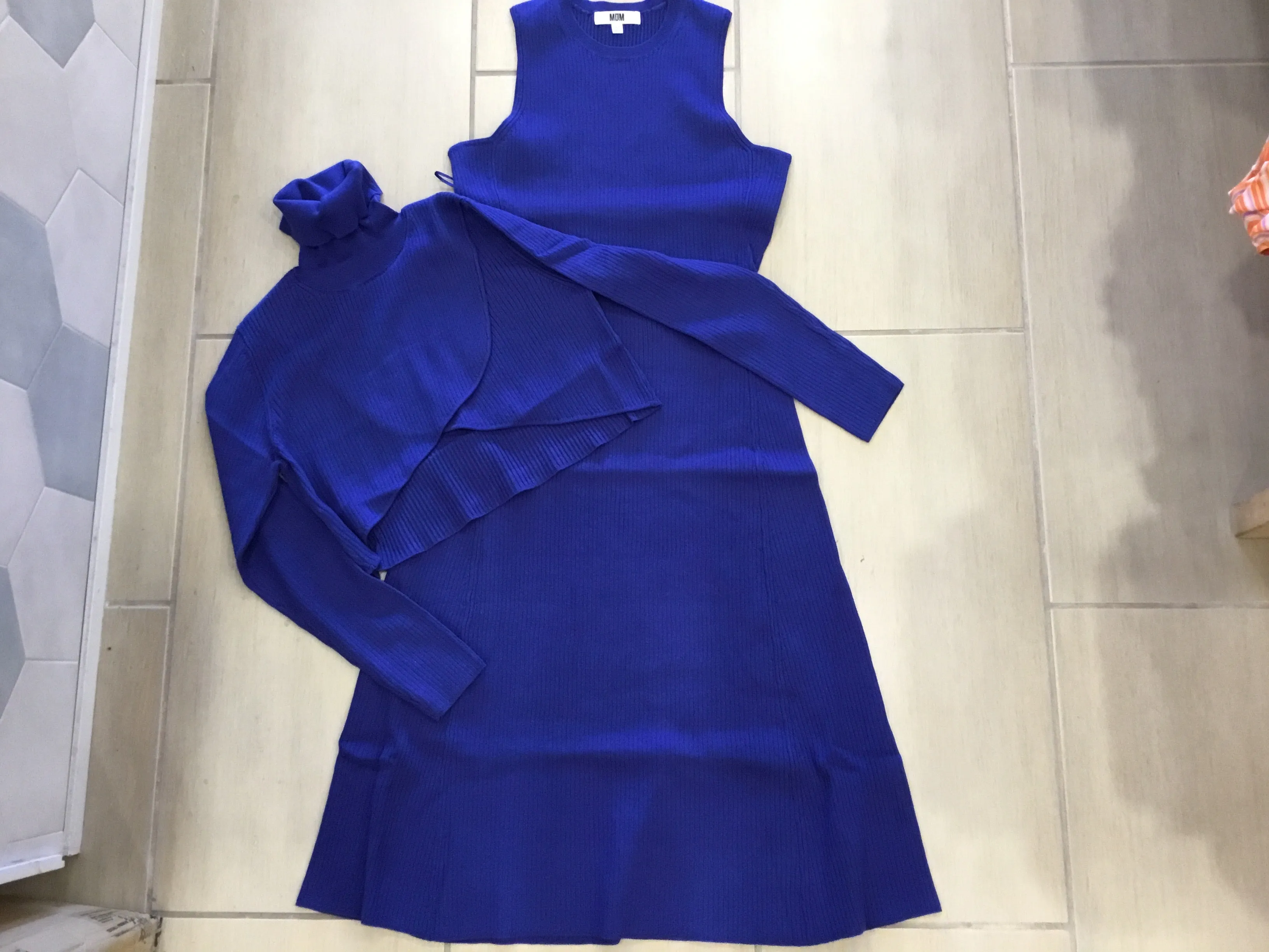 MDM-RIB DRESS WITH SWEATER-ROYAL BLUE