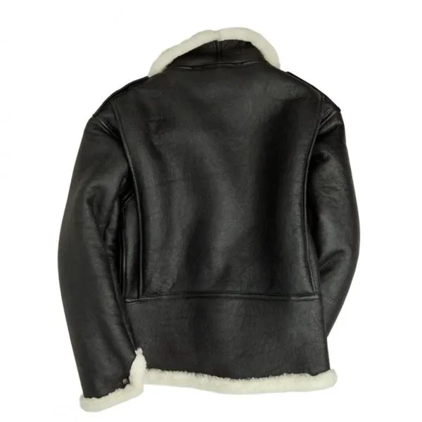 Men B-6 Black Shearling Bomber Jacket