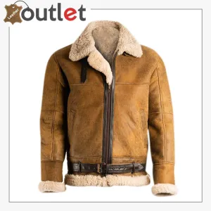 Men Brown B3 Shearling Leather Jacket