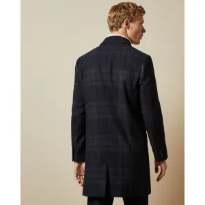 Men Mmo-Dudno-Tc9M-Oversized Check Overcoat - Navy