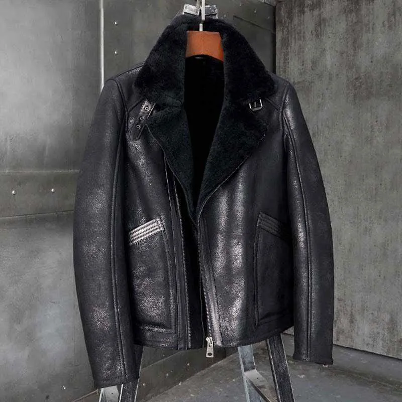 Mens B3 Bomber Jacket Shearling Motorcycle Jacket