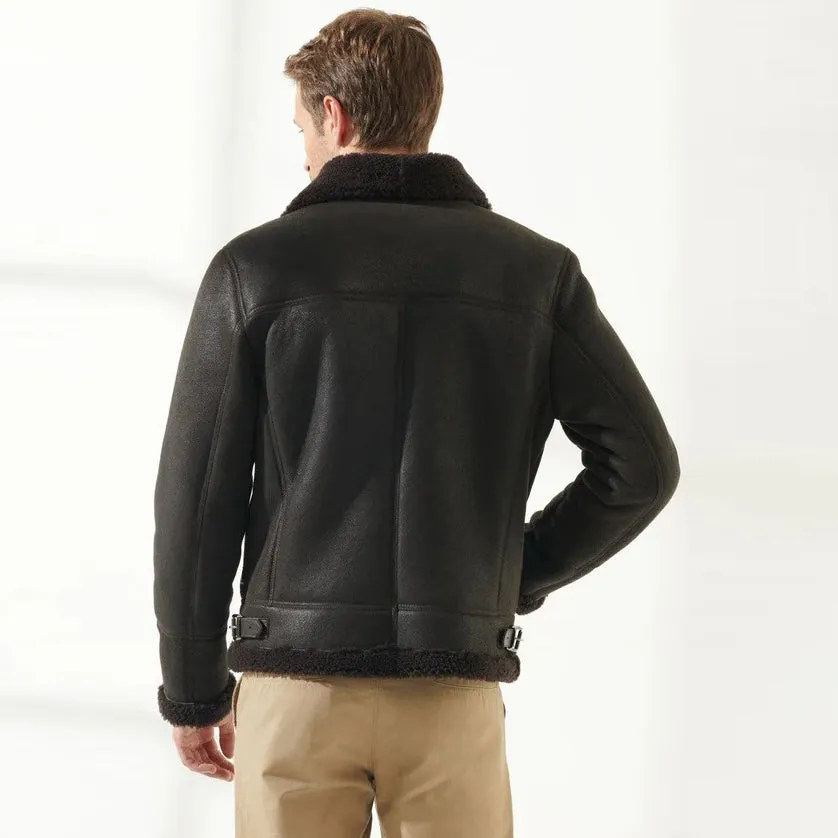 Men's Brown Aviator Shearling Jacket