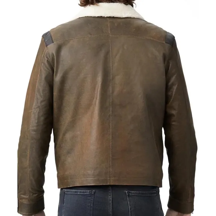 Mens Classic Leather Shearling Bomber jacket