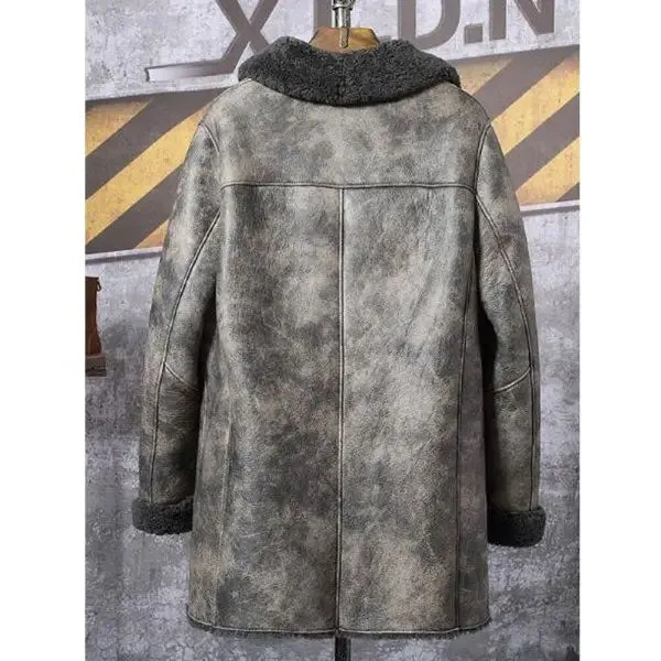 Men's Shearling Bomber Jacket Hunting Leather Jacket Winter Coat