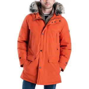 Michael Kors Men's Heavyweight Hooded Snorkel Parka with Stand Collar with Attached Faux-fur Trim Hood