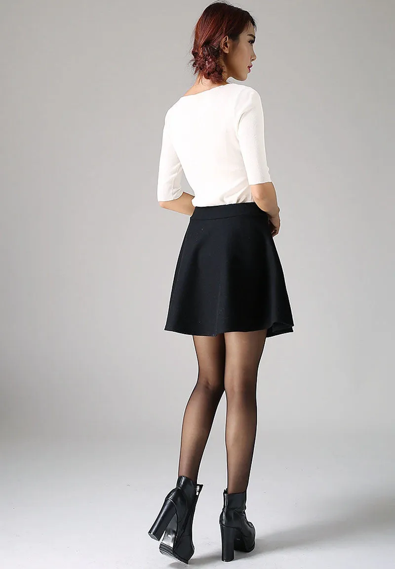 Mini wool skirt black skirt women skirt 1101