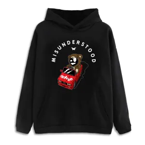 Misunderstood Drop Top Teddy Drop Shoulder Black Pullover Hoodie