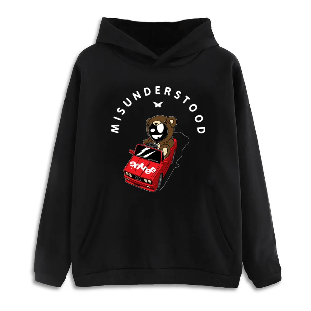 Misunderstood Drop Top Teddy Drop Shoulder Black Pullover Hoodie