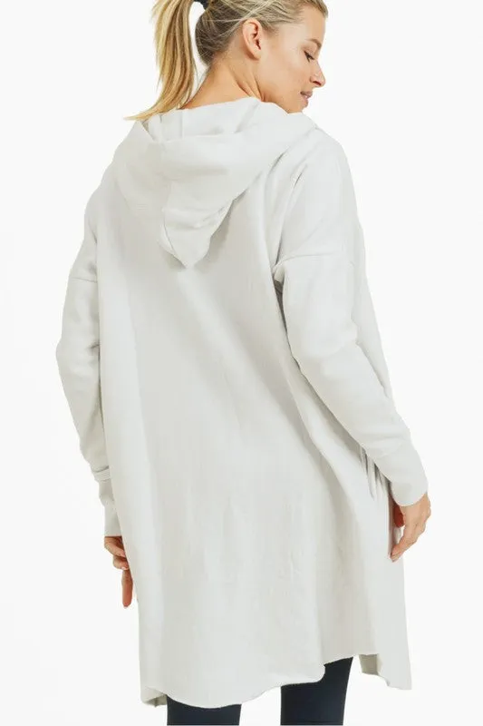 Mono B Longline Raw Hem Hooded Cardigans - 2 Colors!