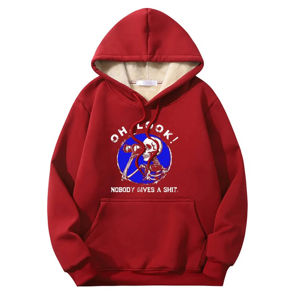 Multicolor Oh Look Skeleton Warm Fleece Sherpa Lined Hoodie