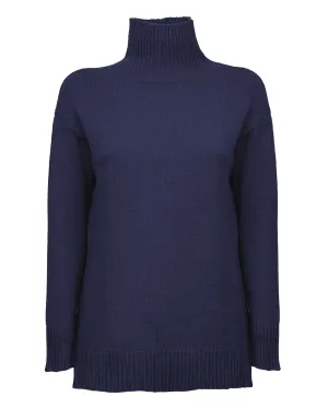 NEW FALL 24 - Women's Wool & Cashmere Funnel Neck Sweater Night Blue