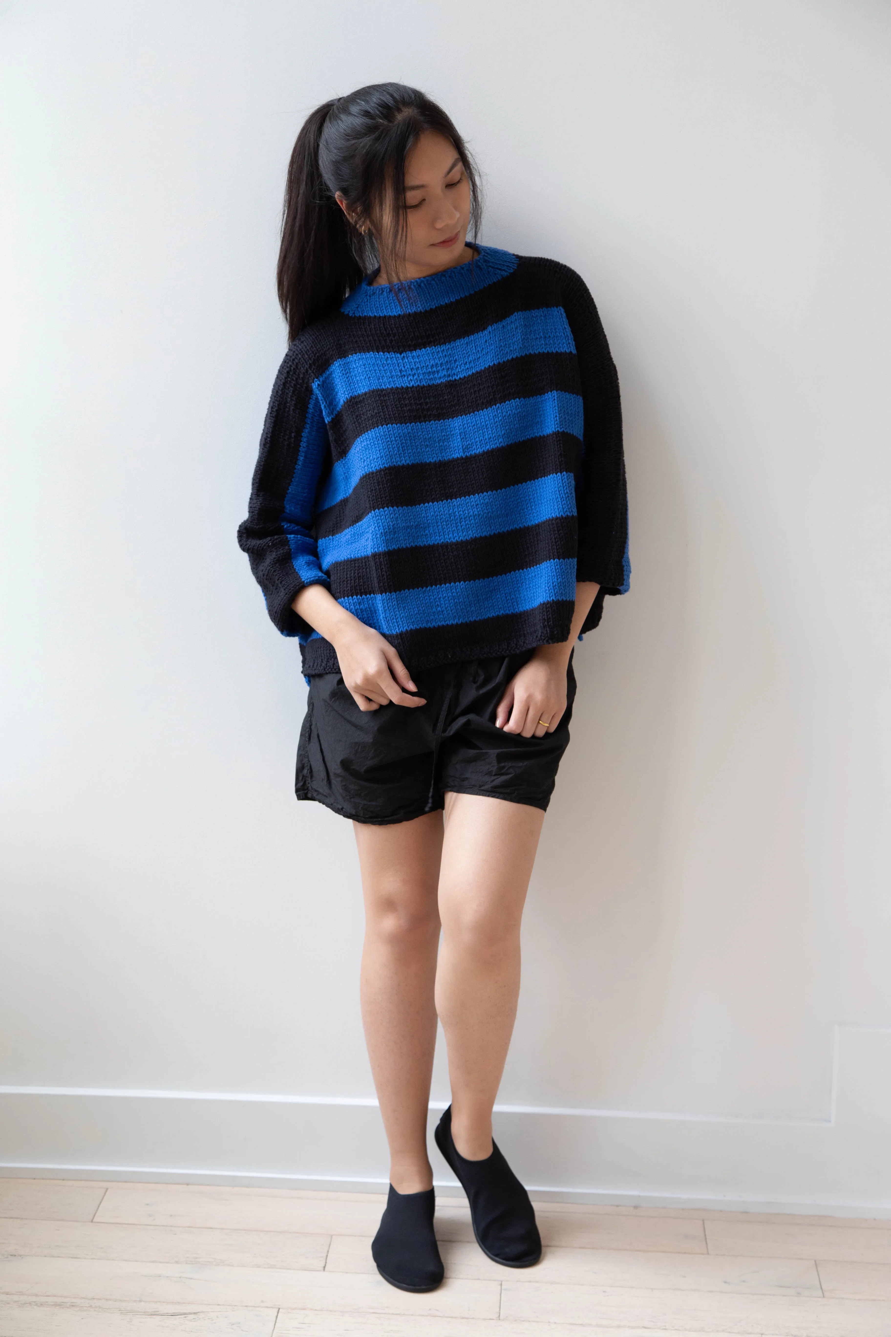 Nitto Branco Listrado Sweater in Black & Cobalt