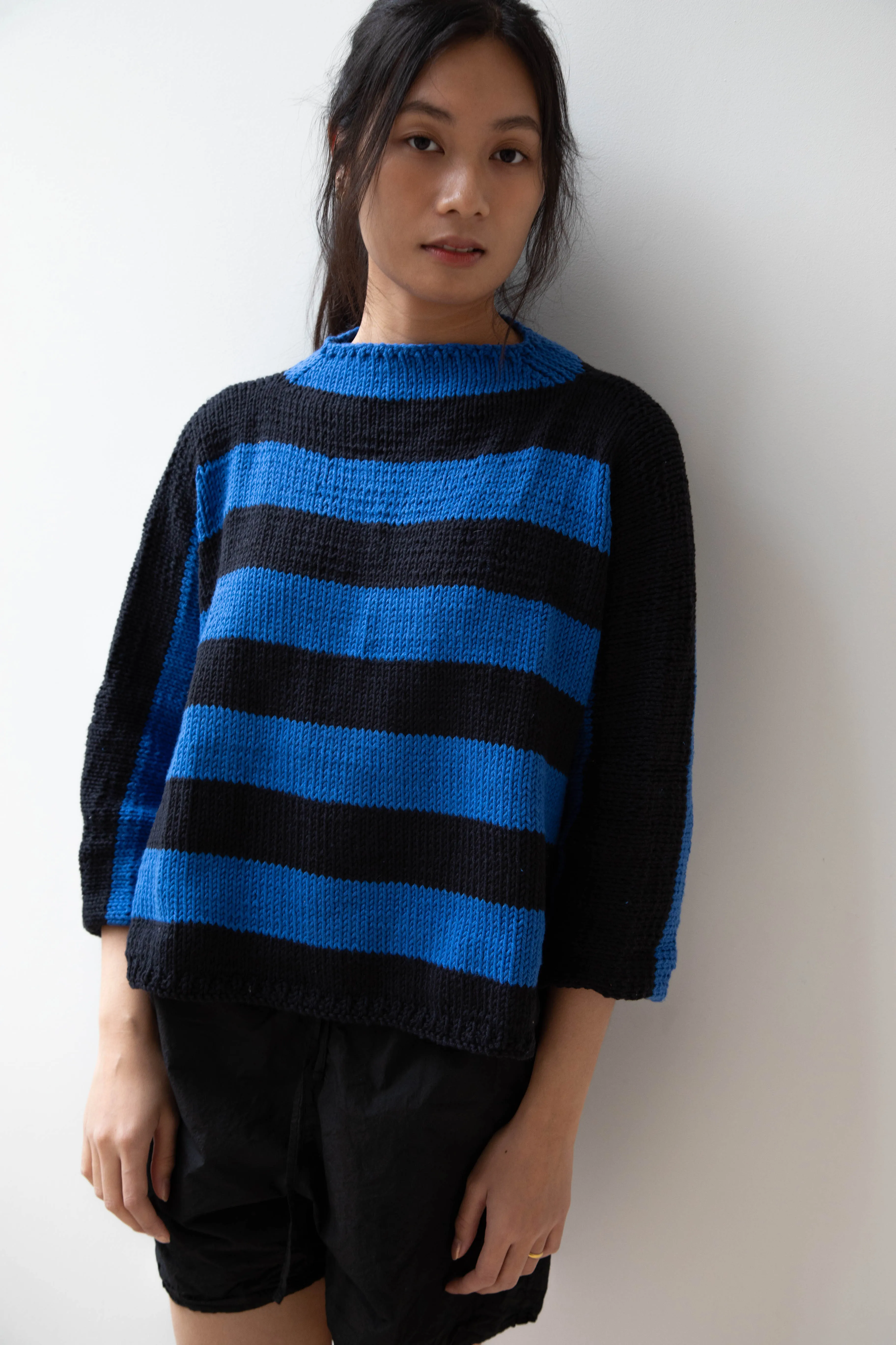 Nitto Branco Listrado Sweater in Black & Cobalt