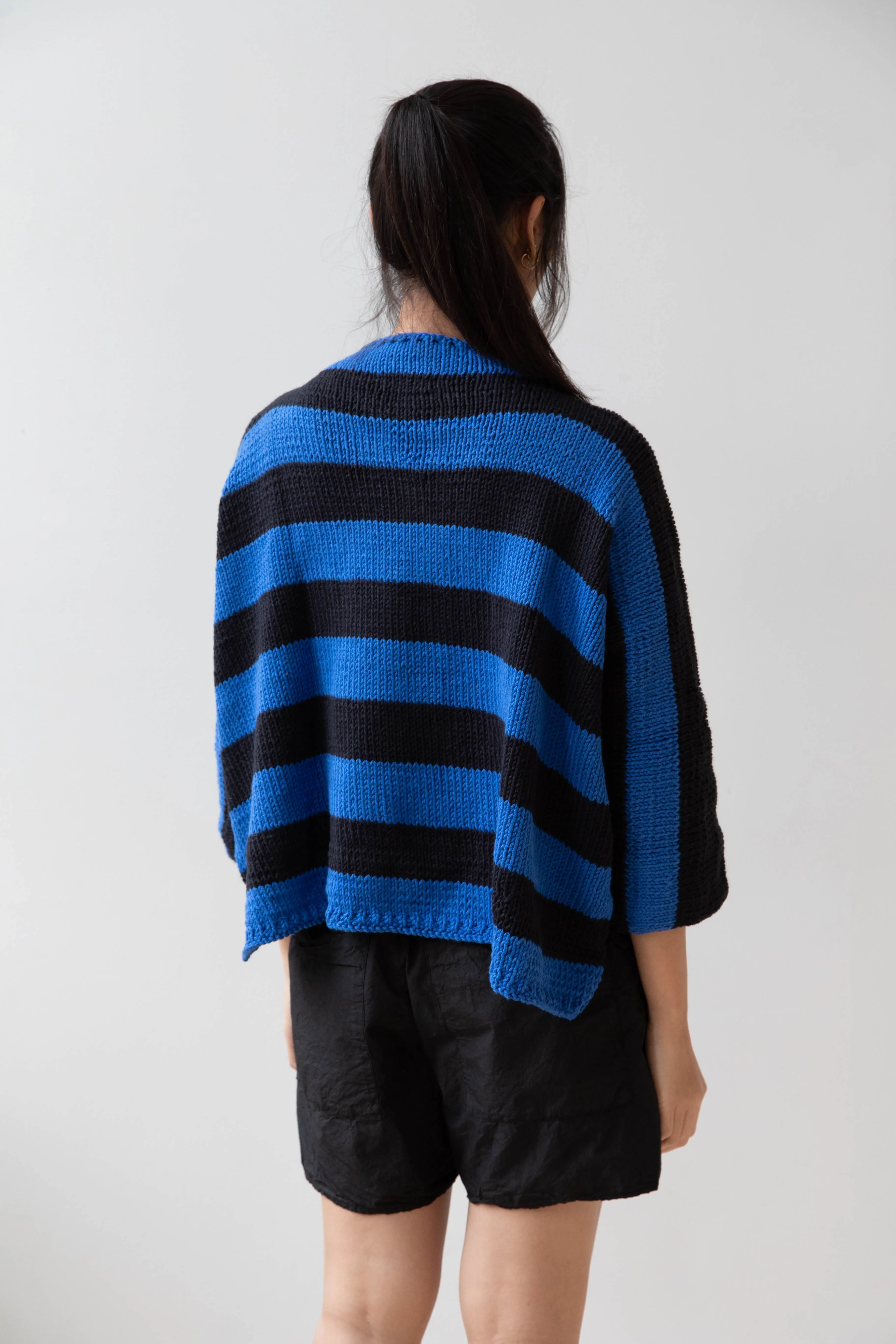 Nitto Branco Listrado Sweater in Black & Cobalt