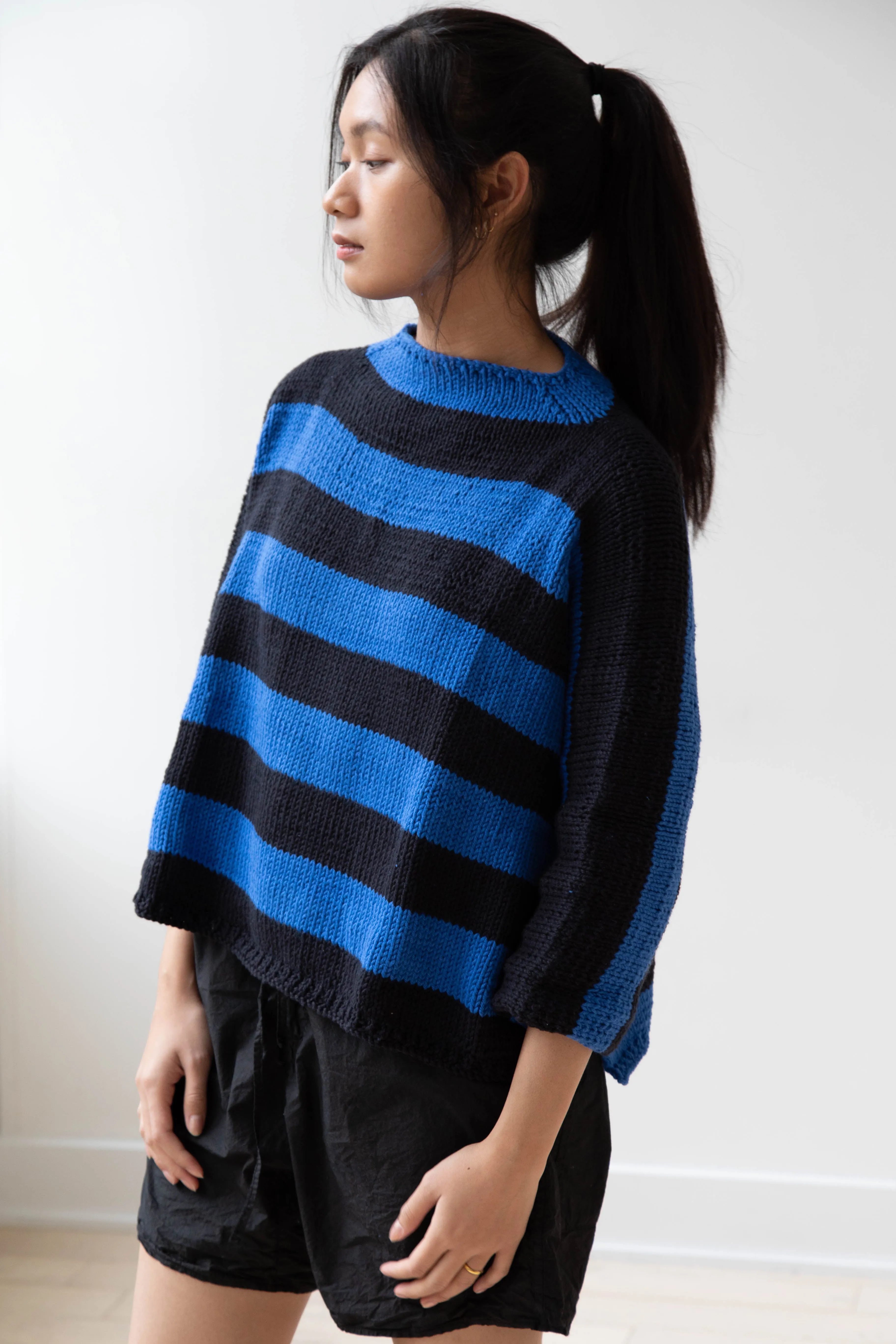 Nitto Branco Listrado Sweater in Black & Cobalt